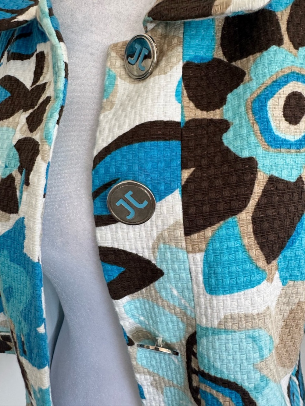 Turquoise Floral Button-Front Jacket - Picture 3 of 5